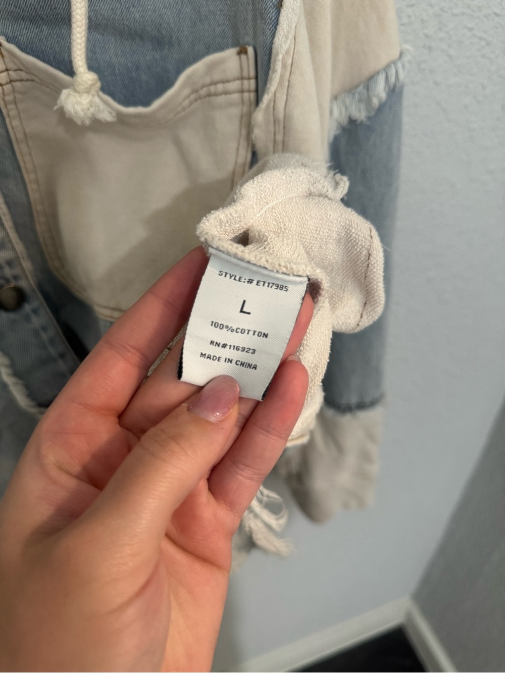 Easel Denim & Cream Hooded Jacket View 4